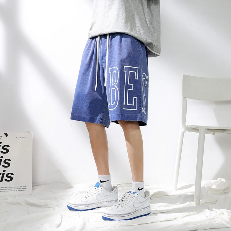 Pantalones cortos de estilo coreano para hombre, Bermudas masculinas de estilo urbano, holgadas y rectas, de diseñador, a la moda, novedad de verano de 2022