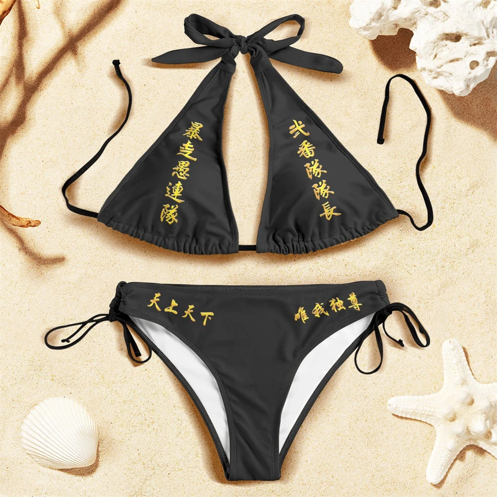 

Anime Tokyo Revengers Draken Swimsuit Bikini Cosplay Costume Mikey Manjiro Women Sexy Summer Swimwear Halloween Party Suit