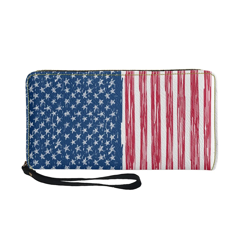 

Брендовый длинный кожаный кошелек Nopersonality для женщин, стильный кошелек с принтом в виде американских флагов, сумки для денег, Женский Органайзер, клатч, ручная сумка
