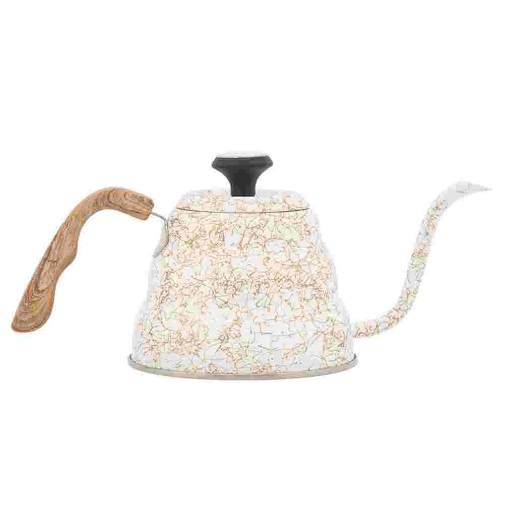 

1Pc 500ml Stainless Steel Coffee Pot Wooden Handle Household Coffee Kettle