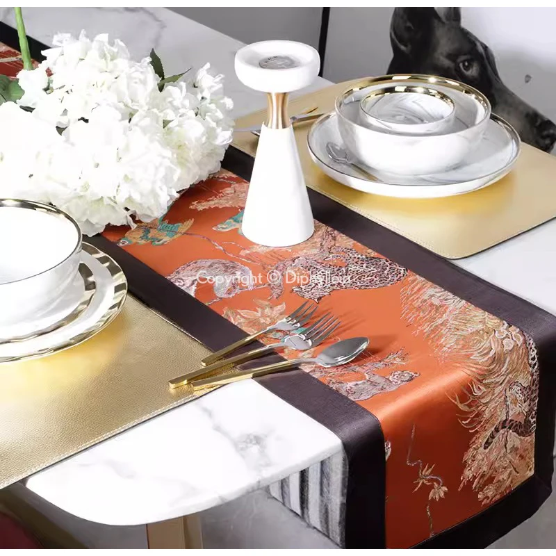 Diphylleia роскошные скатерти леопардовые тропические джунгли Животные Вышитые