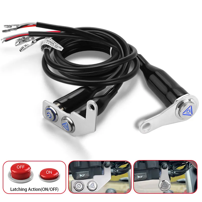 

Universal Motorcycle Light Switch LED Button Adjustable Warning Flasher Signal Momentary Latching Fixed Electric On Off Scooter