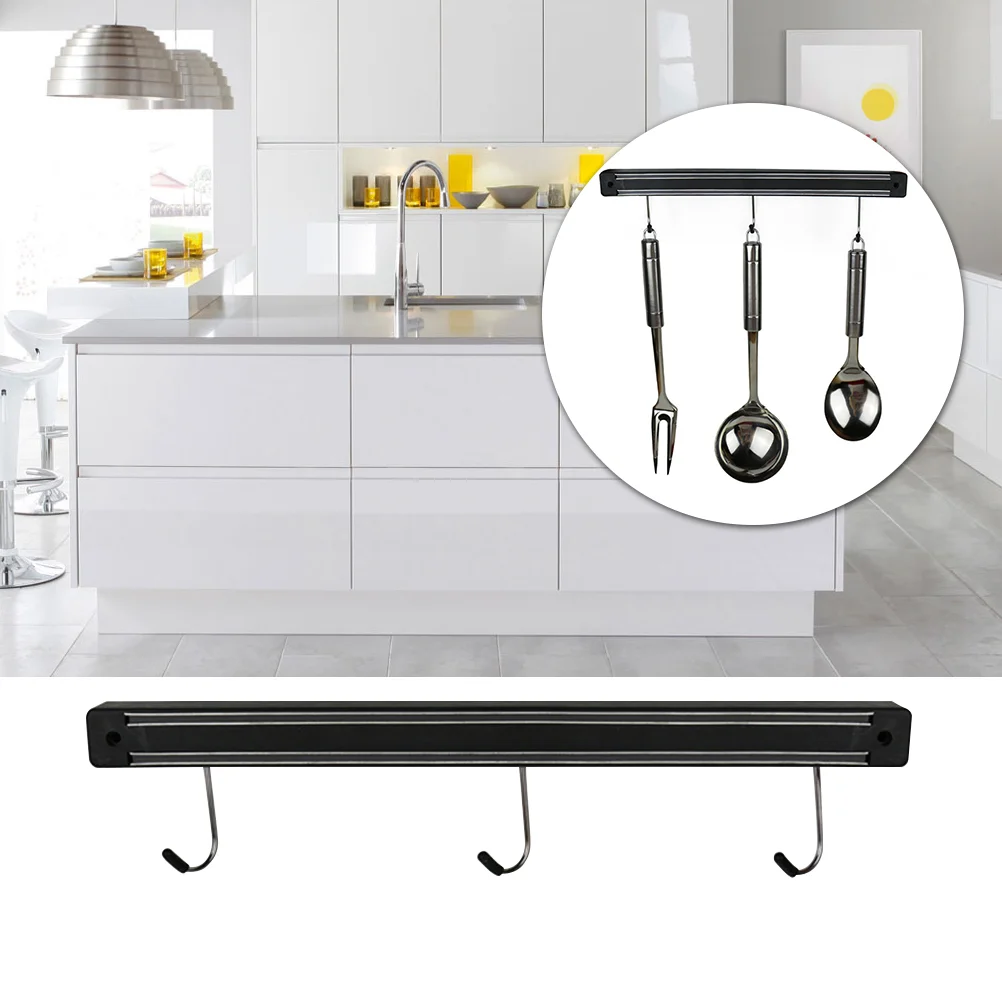 

Wall-mounted Magnetic Holder Storage Rack for Kitchen Knives Utensils and Kitchen Sets Hook (34cm Black)