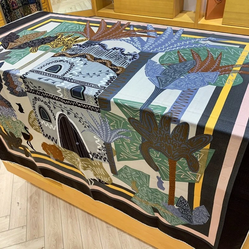 

Luxury Brand Woman Scarf 70% Cashmere 30% Silk Coconut Tree Cashmere Scarves 135*135cm Twilly Shawl Scarf Winter Warm Edge Scarf