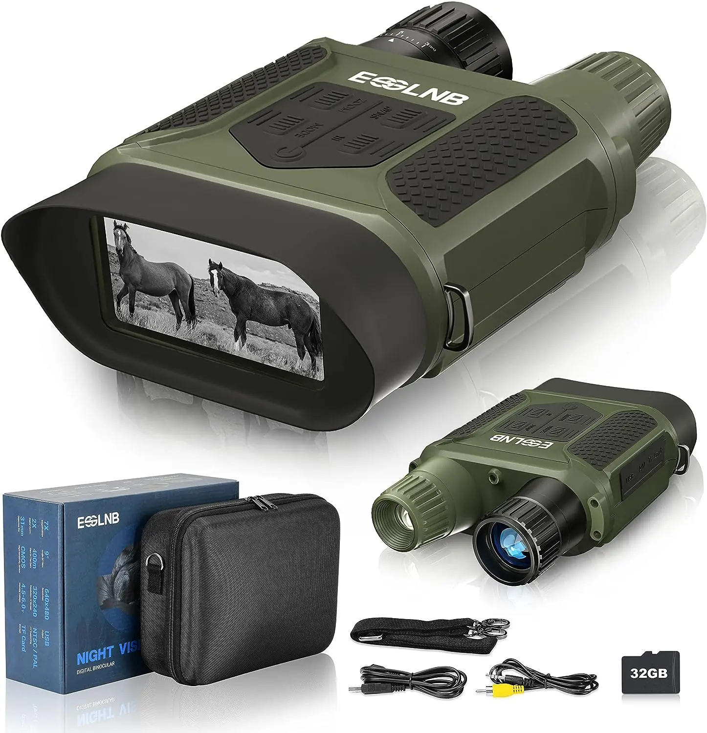 

Vision Binoculars 400m/1300ft for 100% Full Darkness 7x31mm Night Vision Goggles with 32G TF Card and Photos Videos Recorder Fun