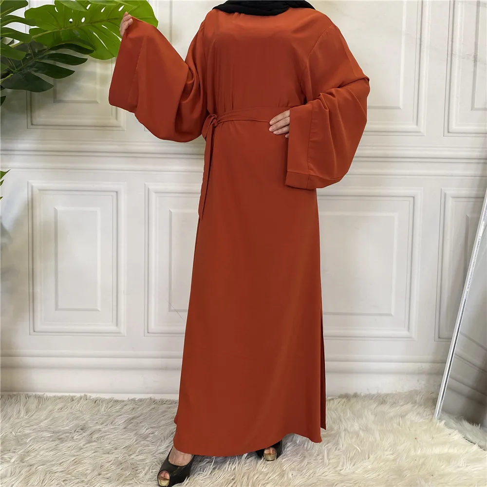 Casual Womenswear Long Dress Hot Selling Clear Color Large Lace Up Muslim Dress Abaya Abendkleider Elegant F ü R Hochzeit
