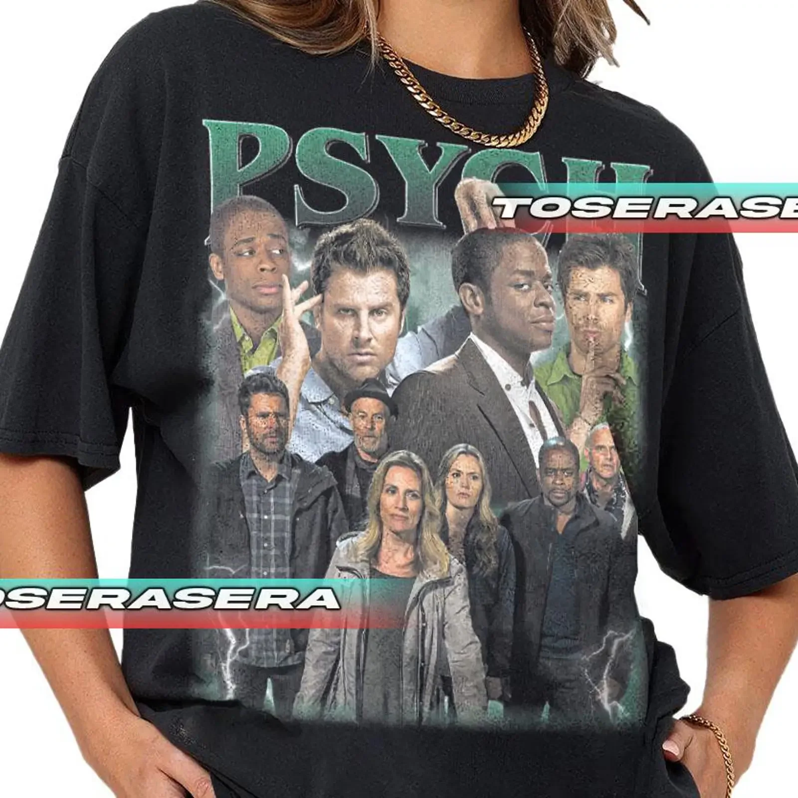 Фото Футболка с коллажем Шона и Гаса из телешоу Psych: ретро-посвящение, забавная комедия 2000-х, поп-культура, винтажная, комфортная, с эффектом потертости №1