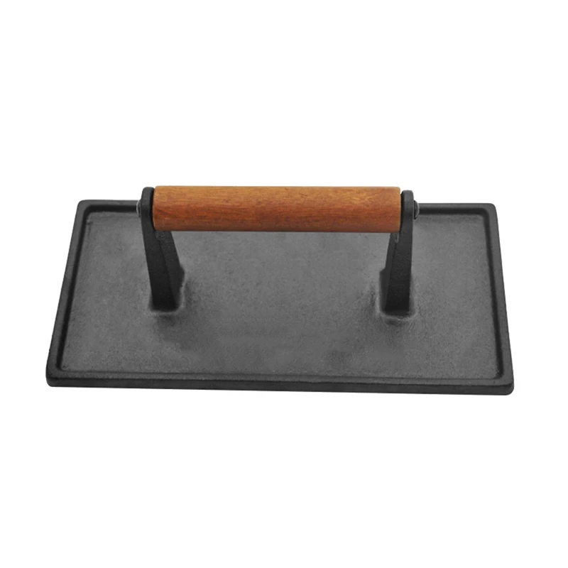 

Cast Iron Thickening Barbecue Press (Wooden Handle), Steak Press