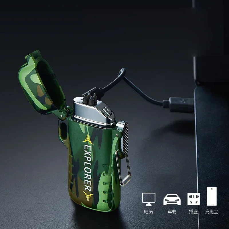 Водонепроницаемая зажигалка с двойной дугой, перезаряжаемая от USB, ветрозащитная плазменная зажигалка, аксессуары для кемпинга, беспламенные аксессуары для курения (art.: 3920cfdd29368) - 3920cfdd29368