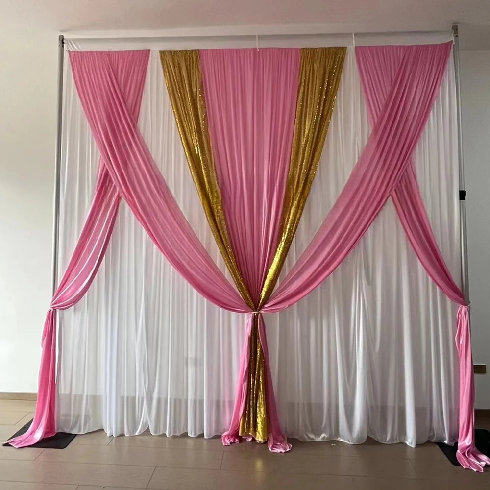 Свадебные украшения 3 м x 3x6 занавески серебряные блестки Swag из ледяного шелка