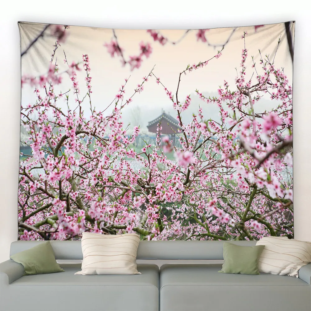 

Park Plant Flowers Tapestry Wall Pink Floral Green Leaves Plants Forest Swing Garden Wall Hanging Home Living Room Decor Tapiz