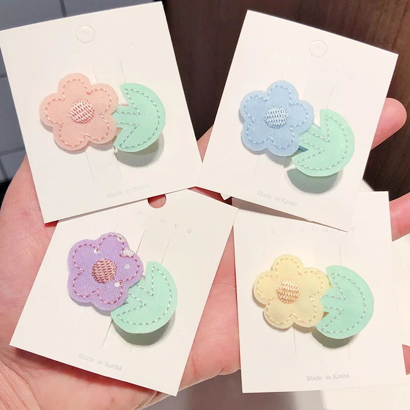 

New Korean Cream Color Small Flowers Sweet Heart Snow Yarn Embroidery Flower Hairpin for Children's Fashion Hair Accessories