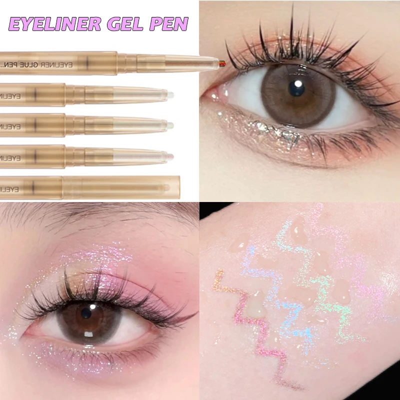 

Shiny Glitter Eyeshadow Pen Eyeliner Pearlescent Matte Highlight Pen Waterproof Smudgeproof Brighten Silkworm Makeup Tool Novice