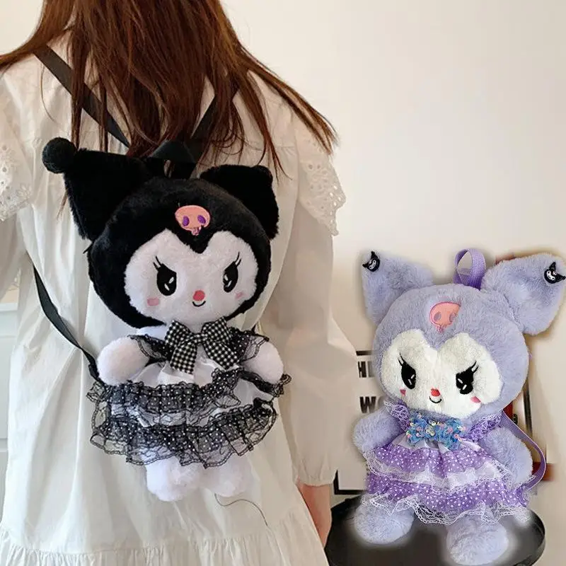 

Kawaii Sanrio Cartoon Plush Messenger Bag Shoulder Bag Cute Kuromi Plush Bag Key Case Christmas Creative Birthday Gifts