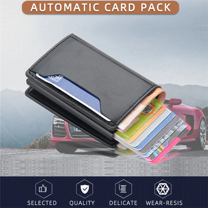

1PC Credit Card Holder Wallet Anti-theft Brush Retro PU Leather Bank Document Bag