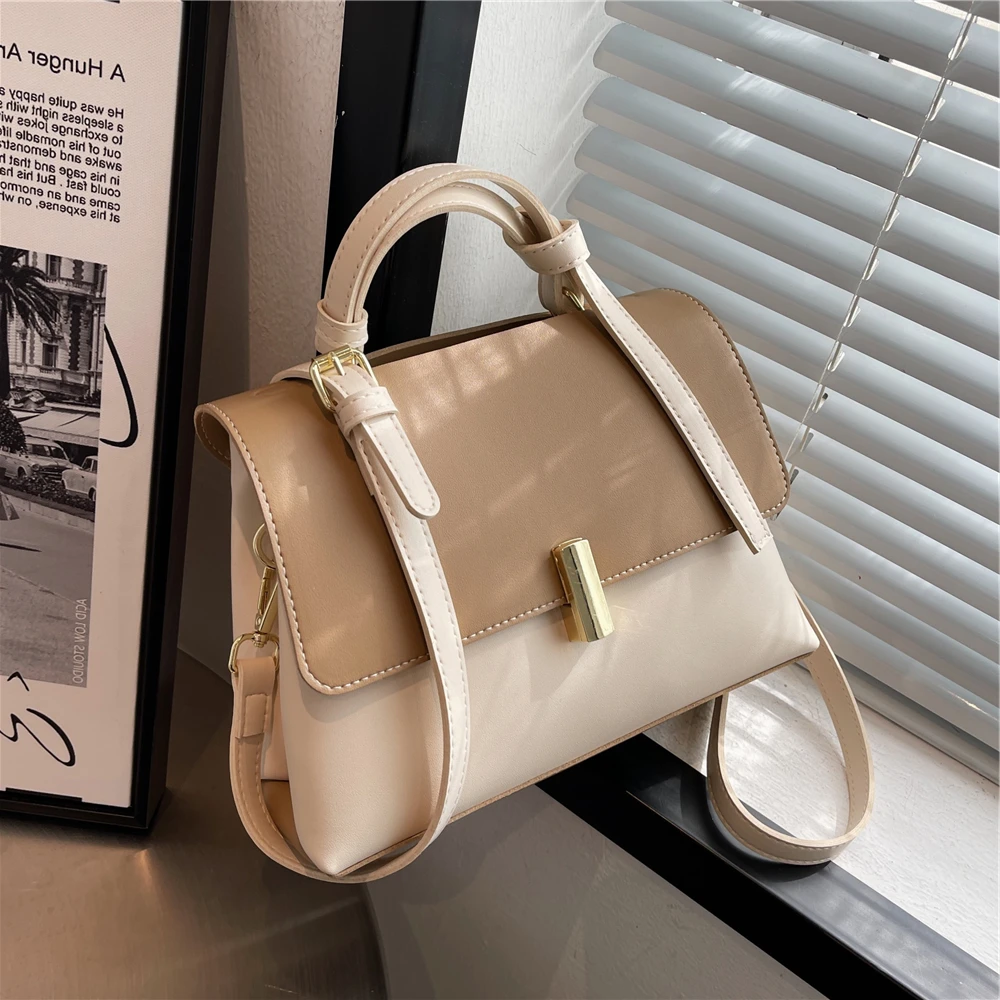 

Trendy Color Contrast Belt Short Handle Tote Bags For Women Luxury Brand High Capacity Ladies Soft Shoudler Crossbody Bags 2022