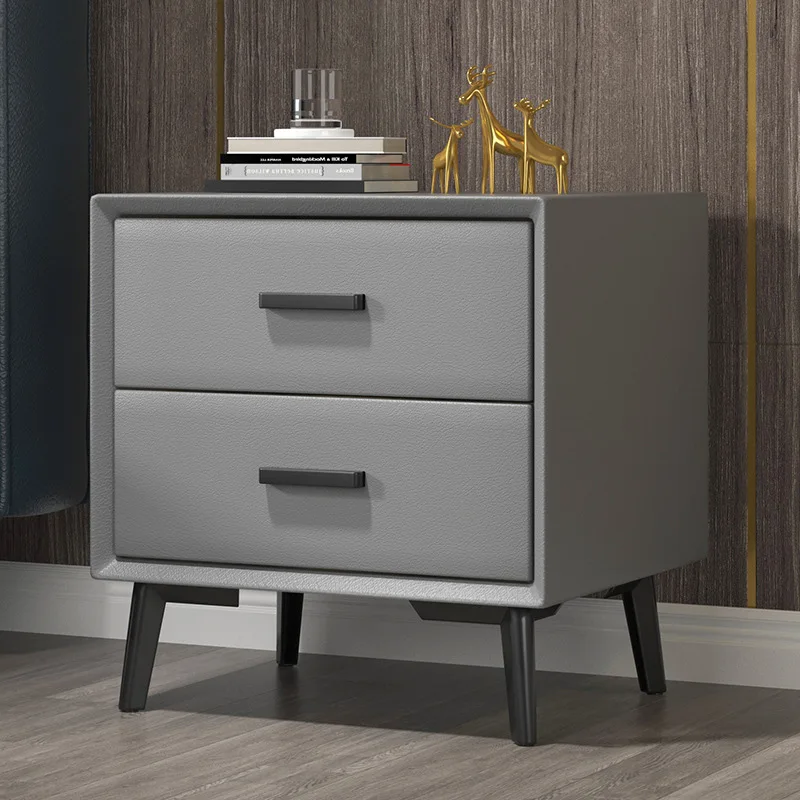 

Modern Bedside Table Shelf Simple Light Luxury Leather Bedside Table Cabinet Storage Cabinet Small Cabinet Bedside For Bedroom