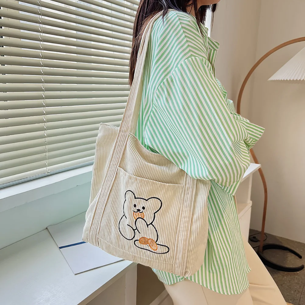 

Corduroy Tote Bag Women Designer Handbags 2022 Shoppers Fashion Casual Minimalist Style Large Capacity Solid Color Shoulder Bags