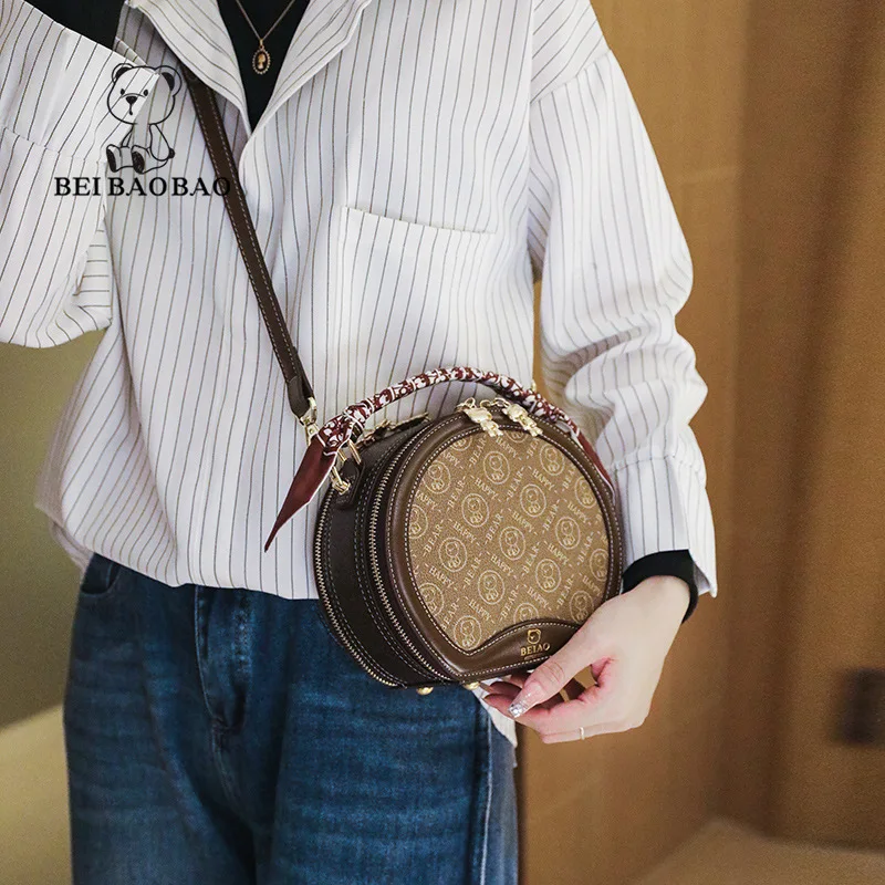 

Новинка 2023, сумка Little Bear, летняя универсальная Вместительная женская сумка через плечо, маленькая круглая сумка с диагональным крестом