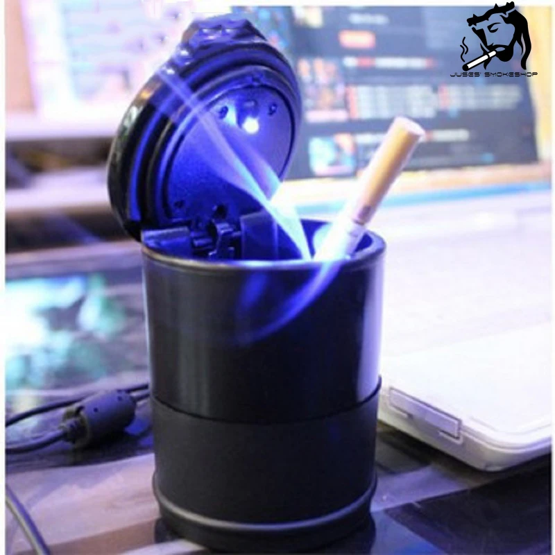 

JUSES' SMOKESHOP New 1PCS Portable LED Car Ashtray Cigarette Ash Cup Automatic Light Indicating Smoking Accessories