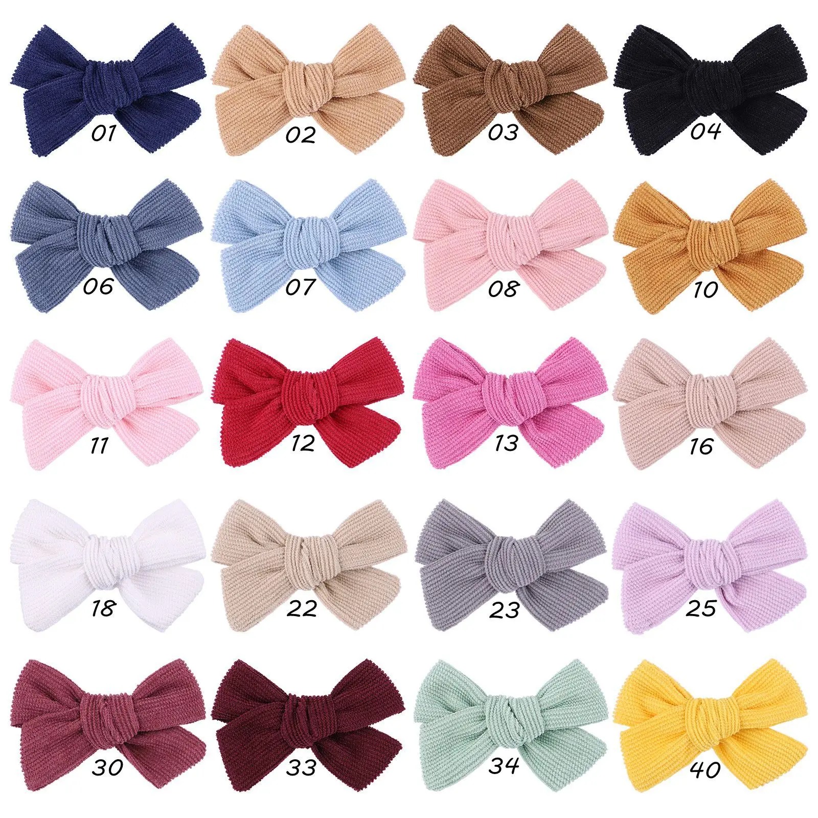 

30 Pcs/Lot,3.1Inch Corduroy Hair Bows with Clips Baby Girl Solid Hair Bow Hairpin Newborn Safe Barrettes Kids Hair Accessories