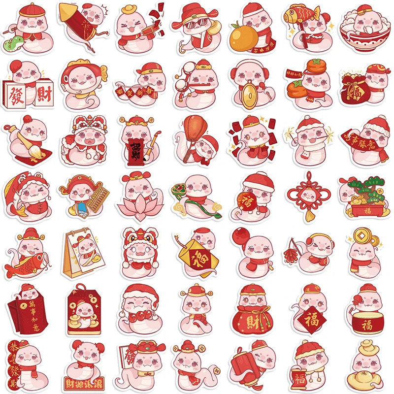 50 шт. весенний фестиваль наклейки в виде змеи граффити чехол для телефона сделай