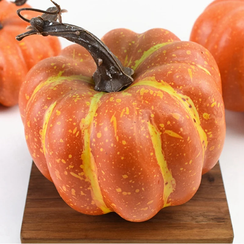 8 Pcs Artificial Pumpkins Assorted Fake Simulation Pumpkin For Halloween Thanksgiving Party Home Decoration |