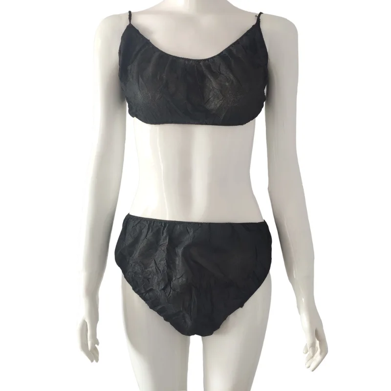 25 Sets Women Disposable Bra Panties Soft Adjustable Underwear for Tanning Hygienic SPA Sauna Briefs Bathroom Supplies