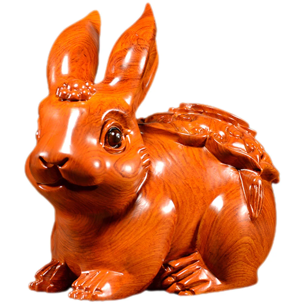 

Rabbit New Statue Year Bunny Figurine Decoration Ornament Wood Chinese Department England Animal Village Figurines