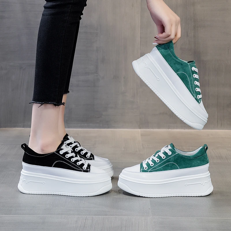 High Heeled Shoes for Women 2023 Designer Genuine Leather Casual Sneakers Ladies Tennis Chic Elegant Platform Sports Shoes Flats