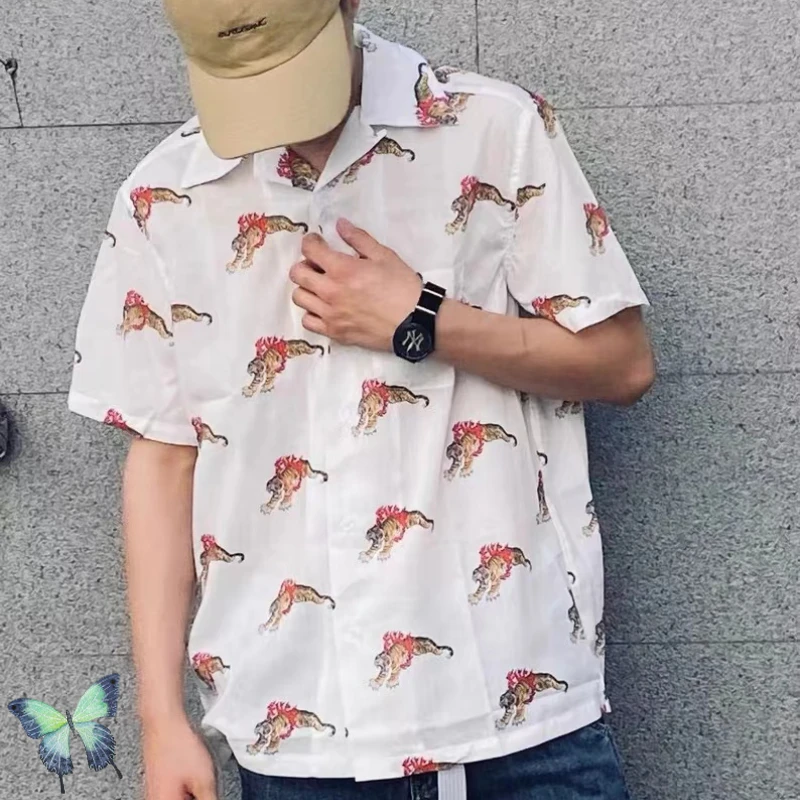 

Full Tiger Rose Print WACKO MARIA Shirt Hawaii Me's Clothing