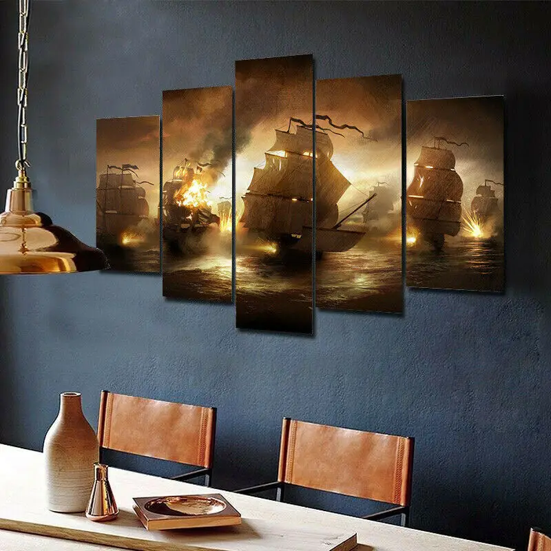 

Картина на холсте с изображением пиратских кораблей, 5 шт.