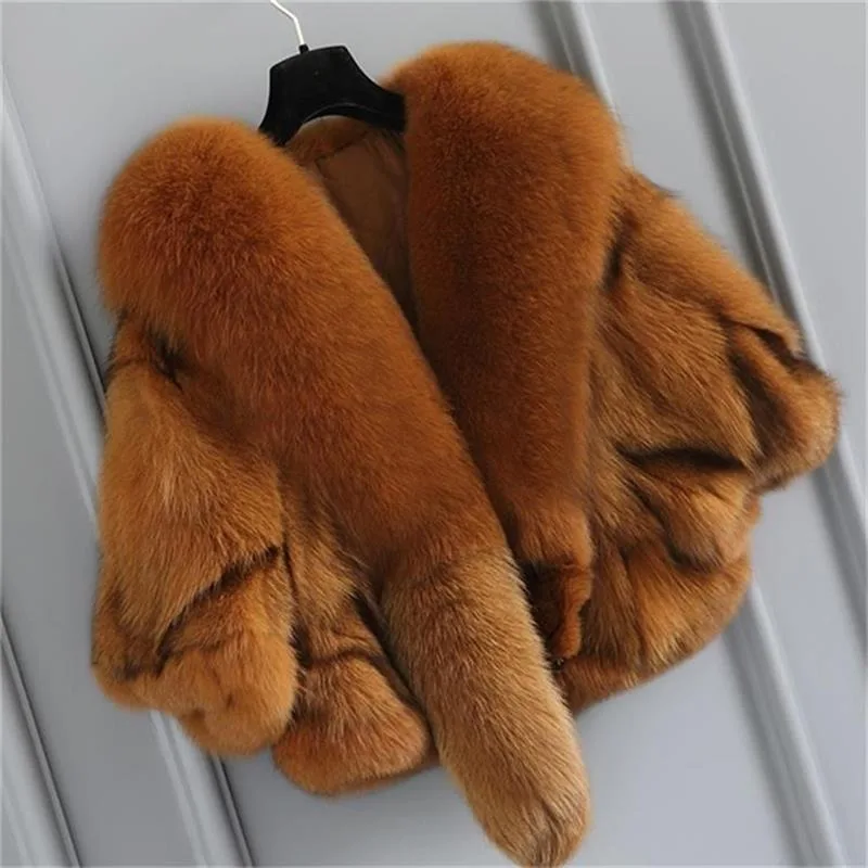 New Winter 100% Real Fox Fur Coat Genuine Fox Fur Natural Fur Short Cape Shawl Coat for Women Outdoor Fur Coat Luxury