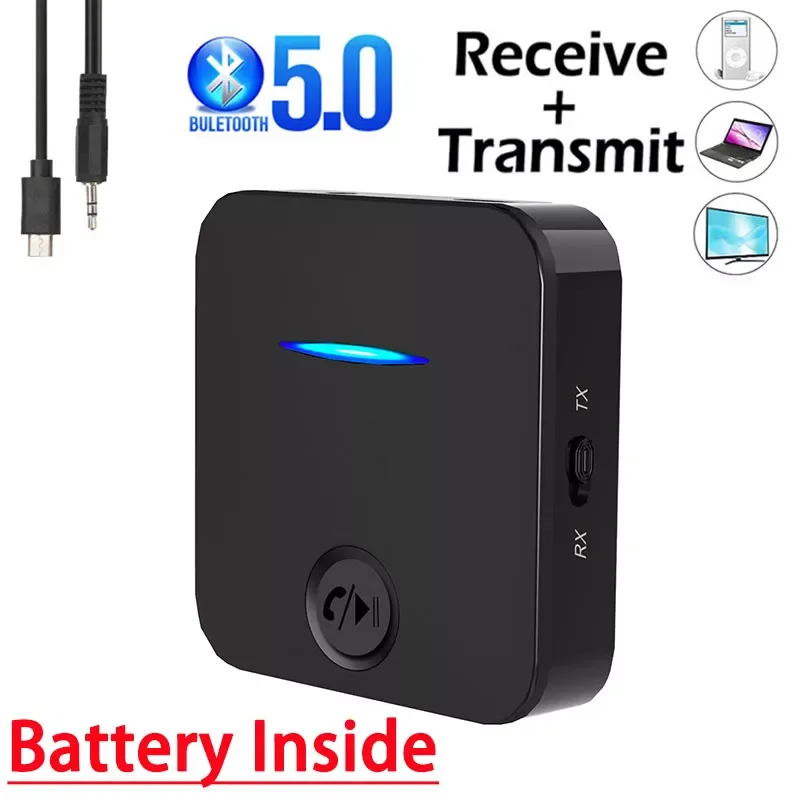 

Bluetooth 5.0 Transmitter Receiver AUX 3.5mm Jack RCA Stereo USB Dongle Wireless Audio Adapter with Mic For Car PC TV Headphone