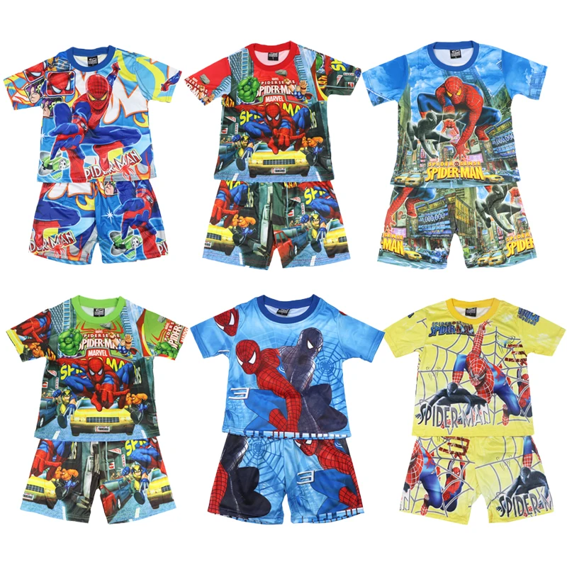 

Disney Boy's Sets Summer Short-Sleeved Clothing Kids Clothes 2PCS for Children Shorts Pajamas Outfits Marvel Spiderman Suit 3-8Y