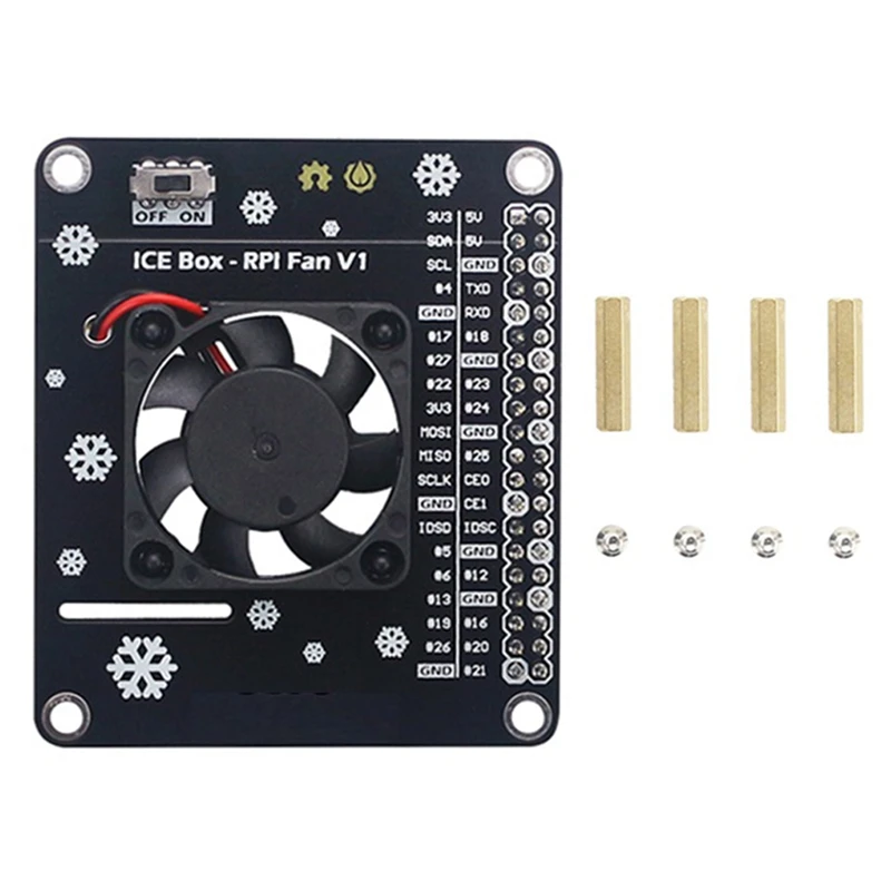 

Cooling Fan Expansion Board For Raspberry Pi 4B 3B+3B Heatsink Fan Expansion Board Development Board With LED Light