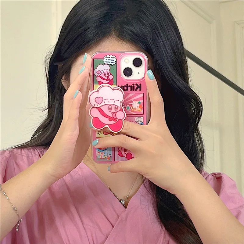 

Sanrio Kirby Phone Case for iPhone 11 12 13 14 Pro Max Cute Cartoon New Fashion Creative Holder Anti-Fall TPU Full Back Cover