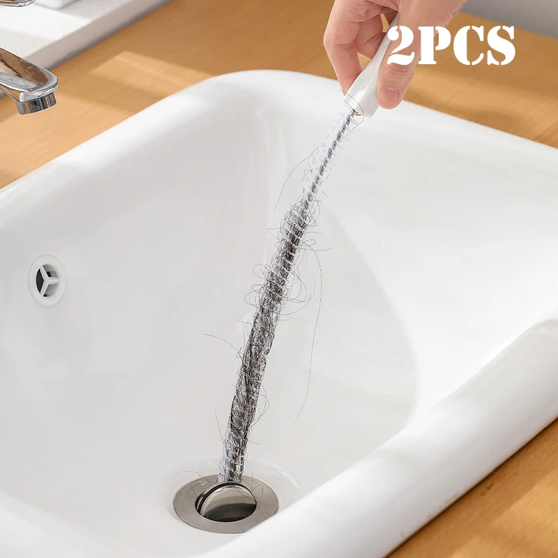 

1/2pcs Kitchen Sink Cleaning Hook Cleaner Sticks Clog Remover Sewer Bendable Dredging Pipe Bathroom Hair Clean Sink Sewer Dredg