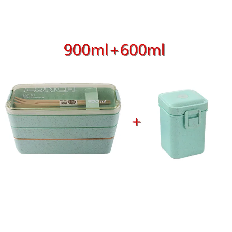 

900ml Healthy Material Lunch Box 3 Layer Wheat Straw Bento Boxes Microwave Dinnerware Food Storage Container Lunchbox BentoBoxes