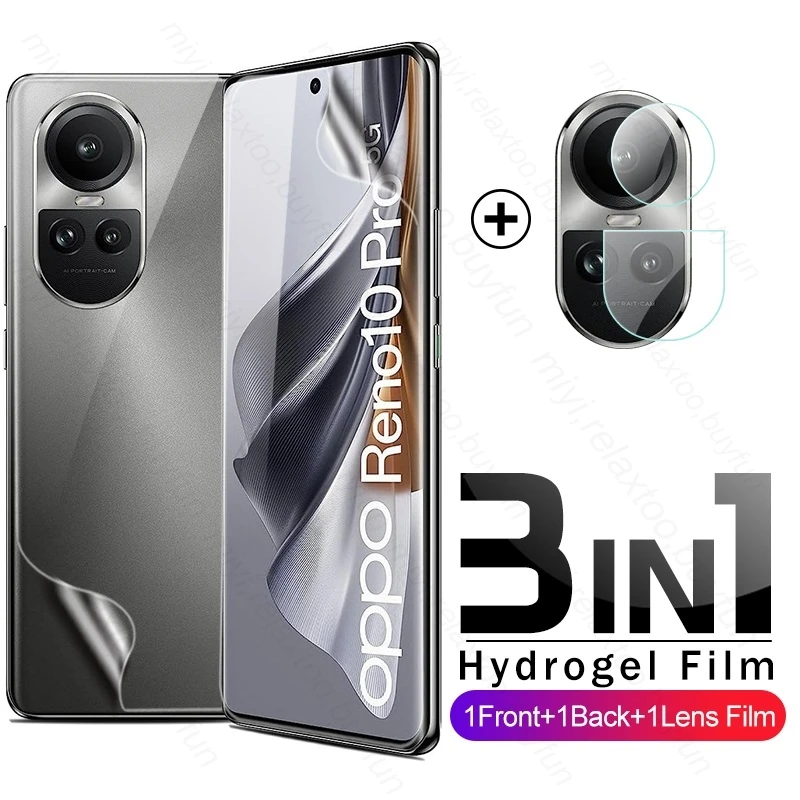 

3To1 Передняя Задняя мягкая Гидрогелевая пленка для Oppo Reno10 Pro 5G стеклянная камера Opo Orro Reno10Pro Renault 10 Pro + Защитная пленка для экрана