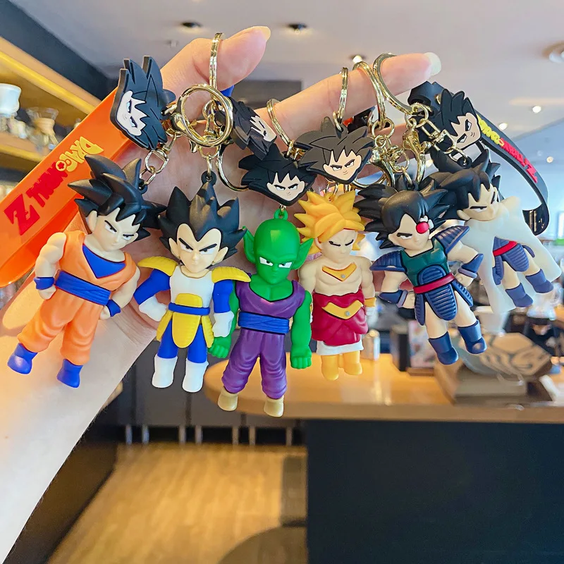 

Cartoon Anime Dragon Ball Bejīta Action Figures Keychains Key Chain Key Ring Kawaii Silicone Handbag Car Pendants Toys Gifts