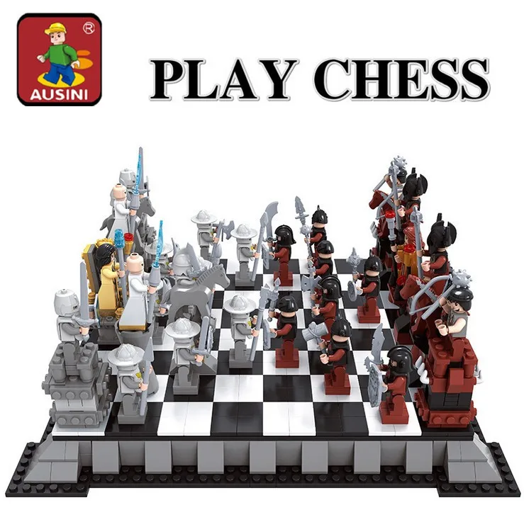 

ausini 27907 1142PCS Castle Series international chess Model Building Blocks Sets minis Kids Bricks Toys Bringuedos DIY ing
