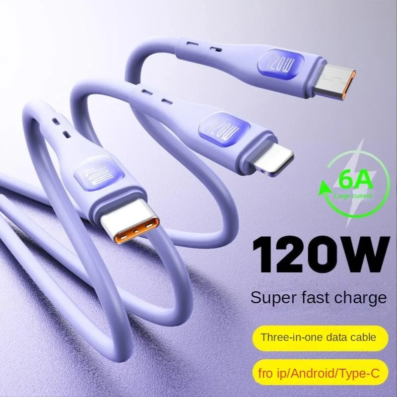 

Usb-кабель для быстрой зарядки, 6 А, 120 Вт, 3 в 1
