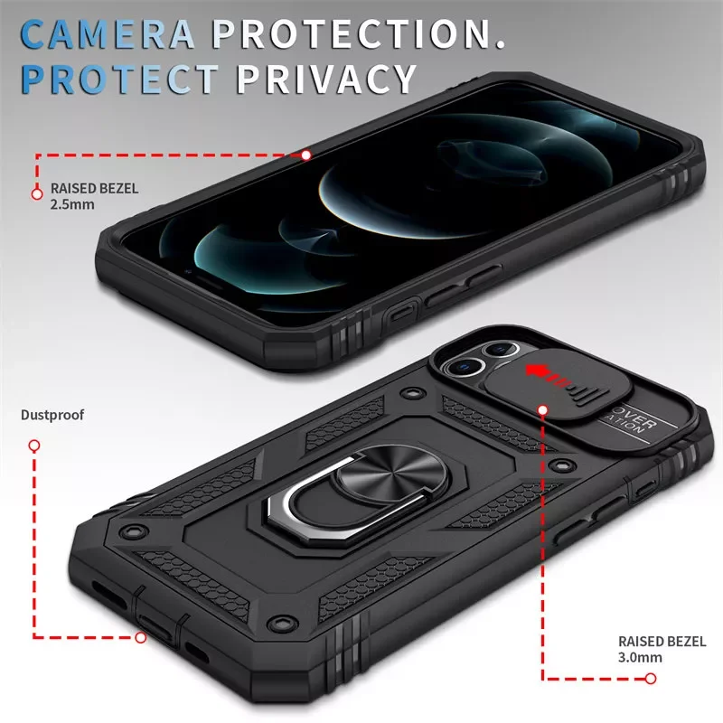 

Free Shipping for iPhone 13 11 12 14 Pro Max XS Max XR X 7 8 Plus SE Military Grade Bumpers Armor Cover Camera Lens Protect Pho