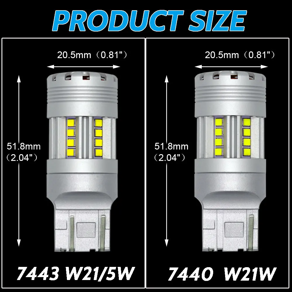 VANSSI T20 W21W 7440 LED Backup Reverse Light Bulb Super Bright White 2800LM High Power 12W CANBUS Single Filament Design images - 6