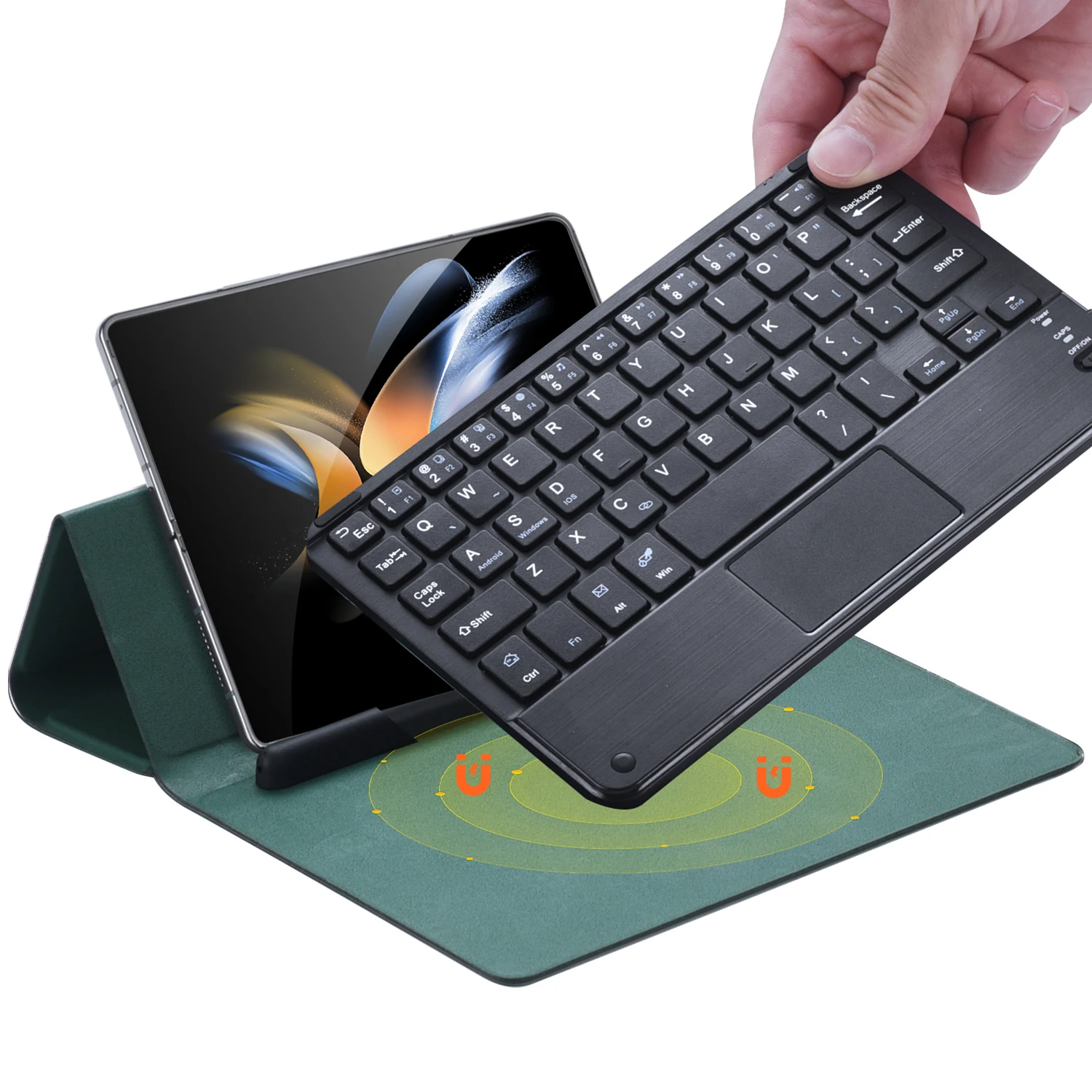 Touch Wireless keyboard For Samsung Galaxy Z Fold 4 3 2 Magnetic Leather Case For Huawei Mate X2 Magic Vs OPPO Xiaomi Mix Cover
