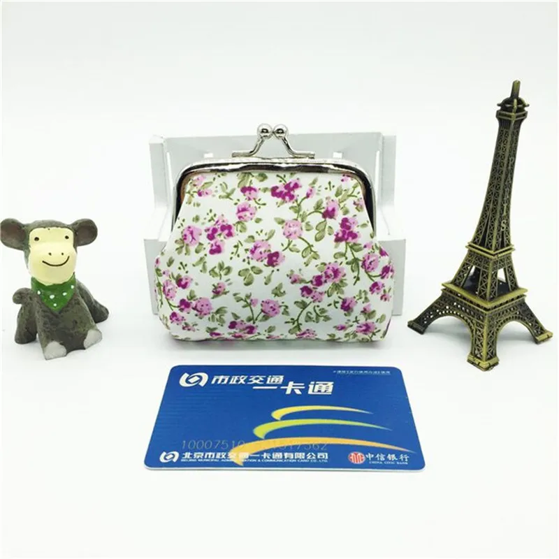 Кошельки для монет с цветочным принтом кошелек на застежке девушек Дамский клатч