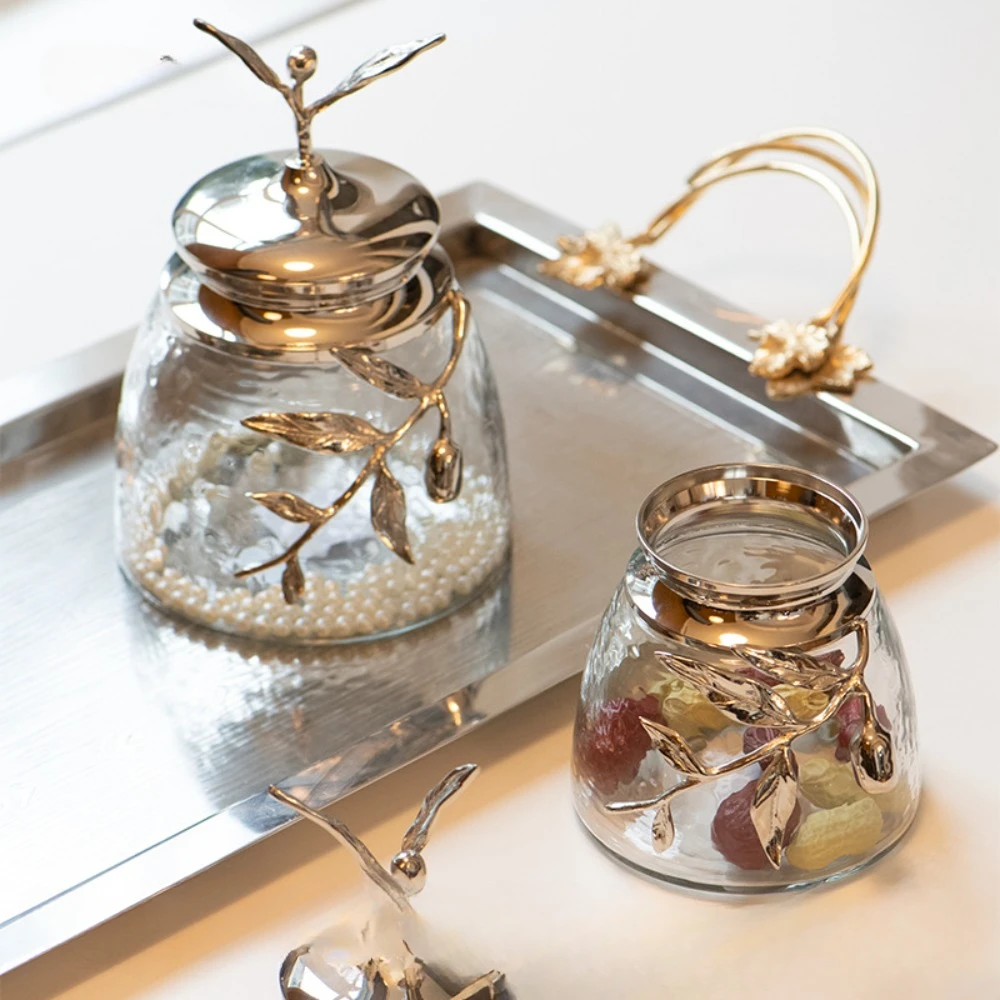 Диск простая Роскошная современная стеклянная банка с металлической крышкой