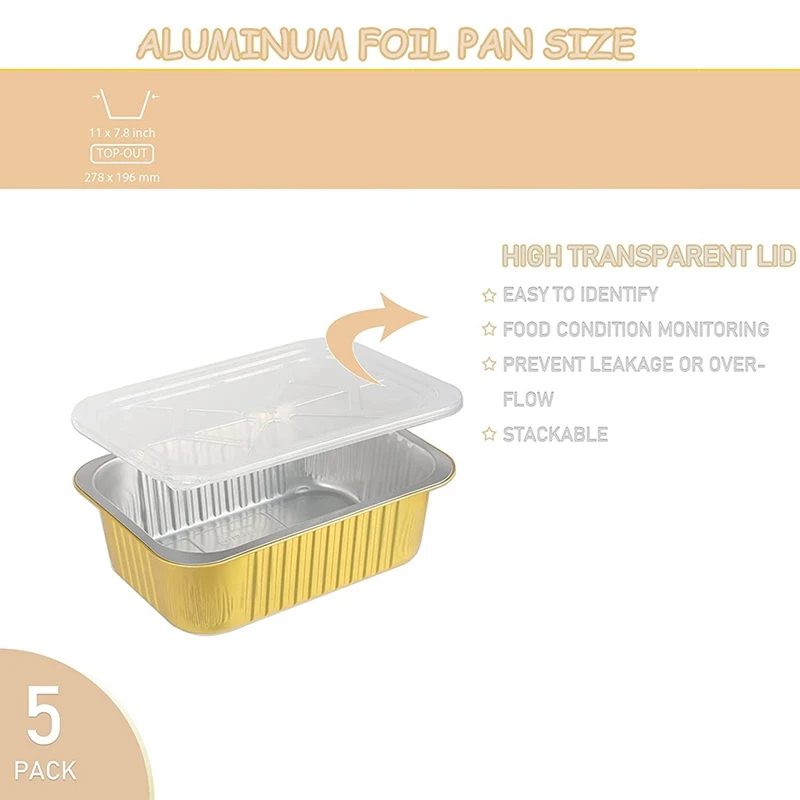 Promotion! Gold Thicker Aluminum Foil Pans Disposable Tray With Lid Great For Cooking Baking Storing |