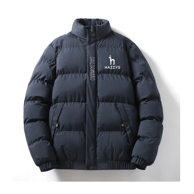 2022 HAZZYS New High Quality Couple Down Jackets Zip Warm Thicken Padded Cotton Coat Winter  Stand Collar Men's Outwear
